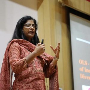 Reena Gupta addressing the incoming undergraduate batch