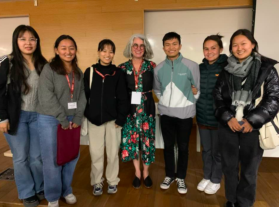 Carole McGranahan with Tibetan. students